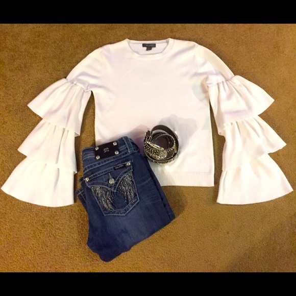 Primark Tops - Primary Three Layer Ruffled Sleeves In Whit Top